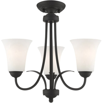 Black Three Light Metal Dimmable Chandelier With Shades HomeRoots