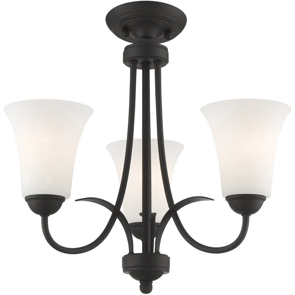 Black Three Light Metal Dimmable Chandelier With Shades HomeRoots