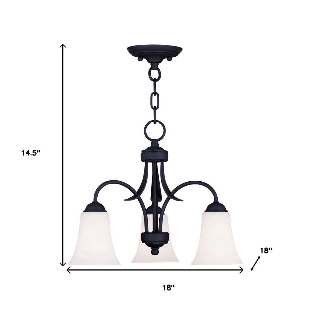 Black Three Light Metal Dimmable Chandelier With Shades HomeRoots