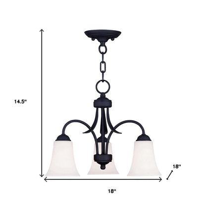 Black Three Light Metal Dimmable Chandelier With Shades HomeRoots