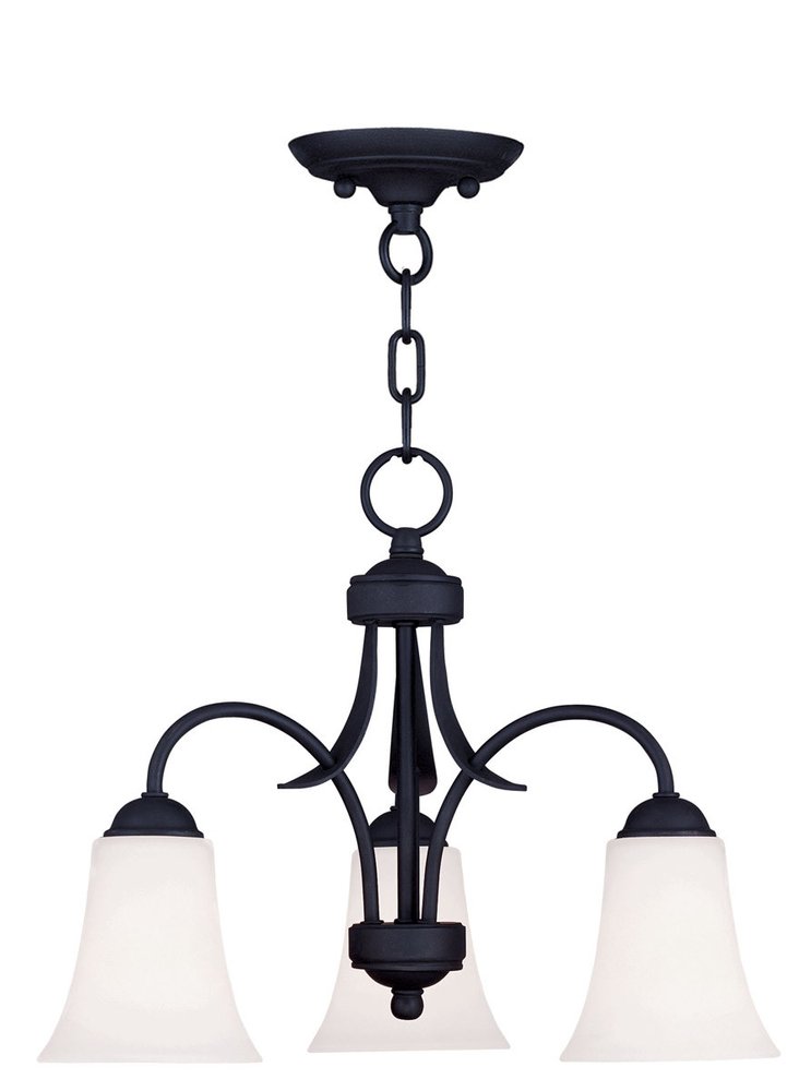 Black Three Light Metal Dimmable Chandelier With Shades HomeRoots