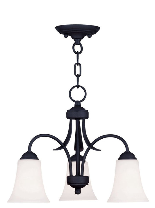 Black Three Light Metal Dimmable Chandelier With Shades HomeRoots