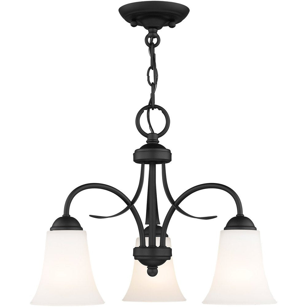 Black Three Light Metal Dimmable Chandelier With Shades HomeRoots