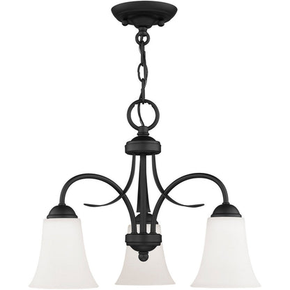 Black Three Light Metal Dimmable Chandelier With Shades HomeRoots