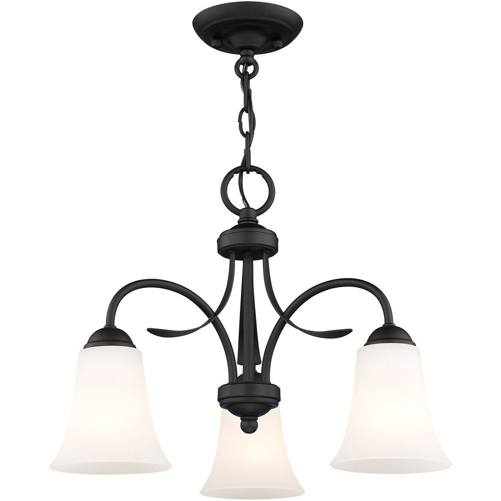 Black Three Light Metal Dimmable Chandelier With Shades HomeRoots
