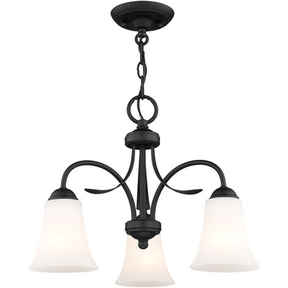 Black Three Light Metal Dimmable Chandelier With Shades HomeRoots
