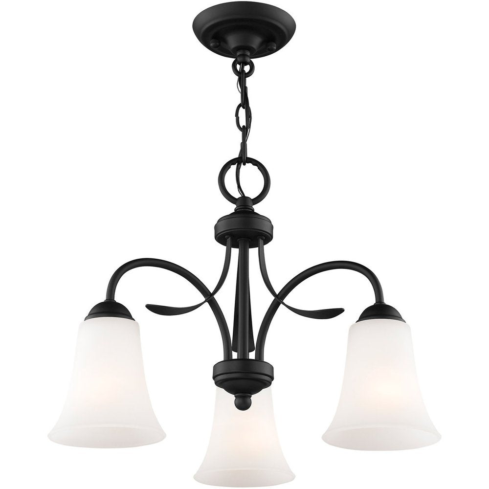 Black Three Light Metal Dimmable Chandelier With Shades HomeRoots