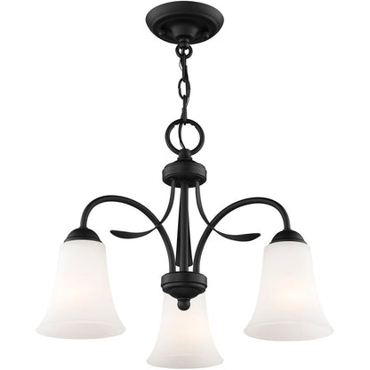 Black Three Light Metal Dimmable Chandelier With Shades HomeRoots