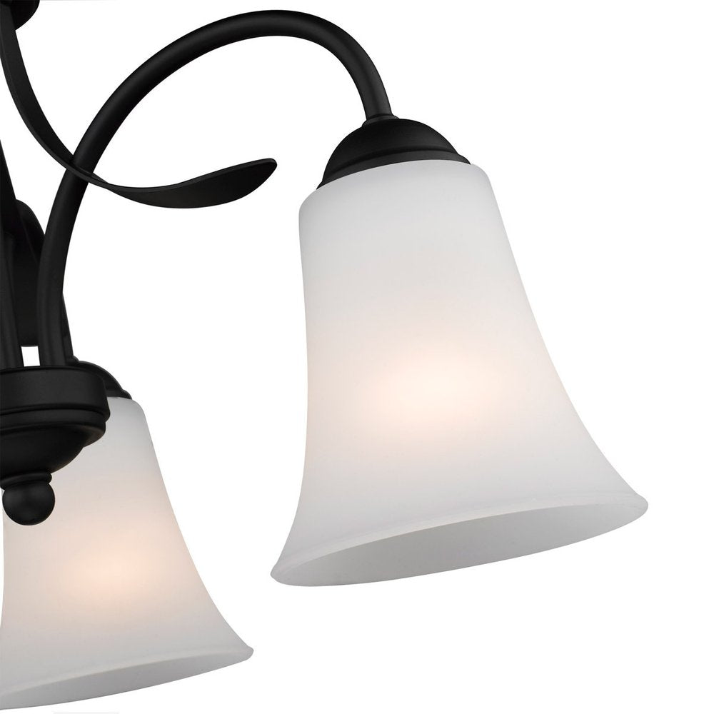 Black Three Light Metal Dimmable Chandelier With Shades HomeRoots