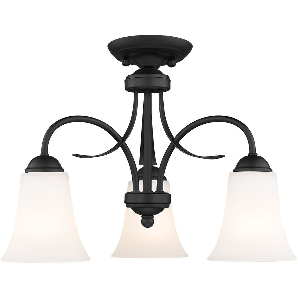 Black Three Light Metal Dimmable Chandelier With Shades HomeRoots