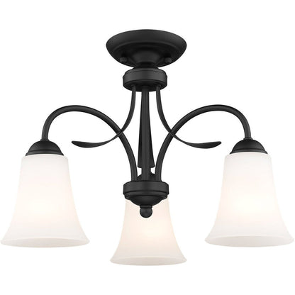 Black Three Light Metal Dimmable Chandelier With Shades HomeRoots