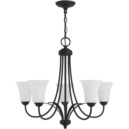Black Five Light Metal Dimmable Chandelier With Shades HomeRoots
