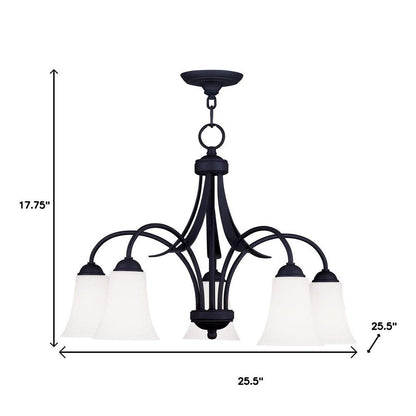 Black Five Light Metal Dimmable Chandelier With Shades HomeRoots
