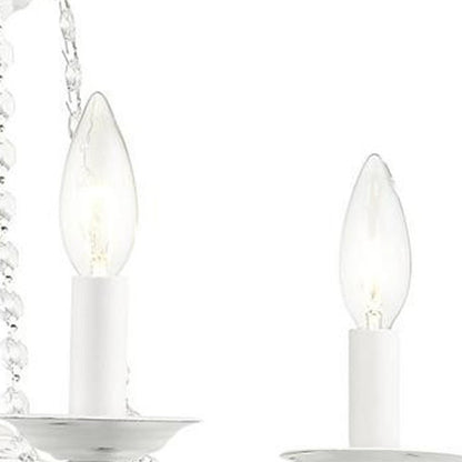 Antiqued White Four Light Metal Dimmable Chandelier With Shades HomeRoots
