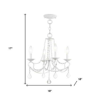 Antiqued White Four Light Metal Dimmable Chandelier With Shades HomeRoots