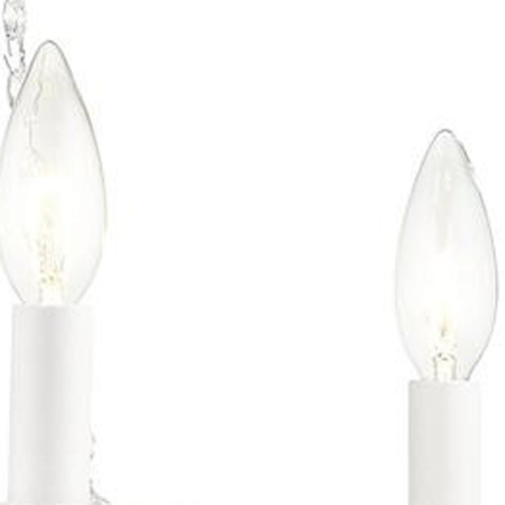 Antiqued White Four Light Metal Dimmable Chandelier With Shades HomeRoots