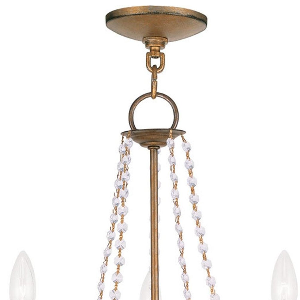 Antiqued Gold Five Light Metal Dimmable Chandelier With Shades HomeRoots