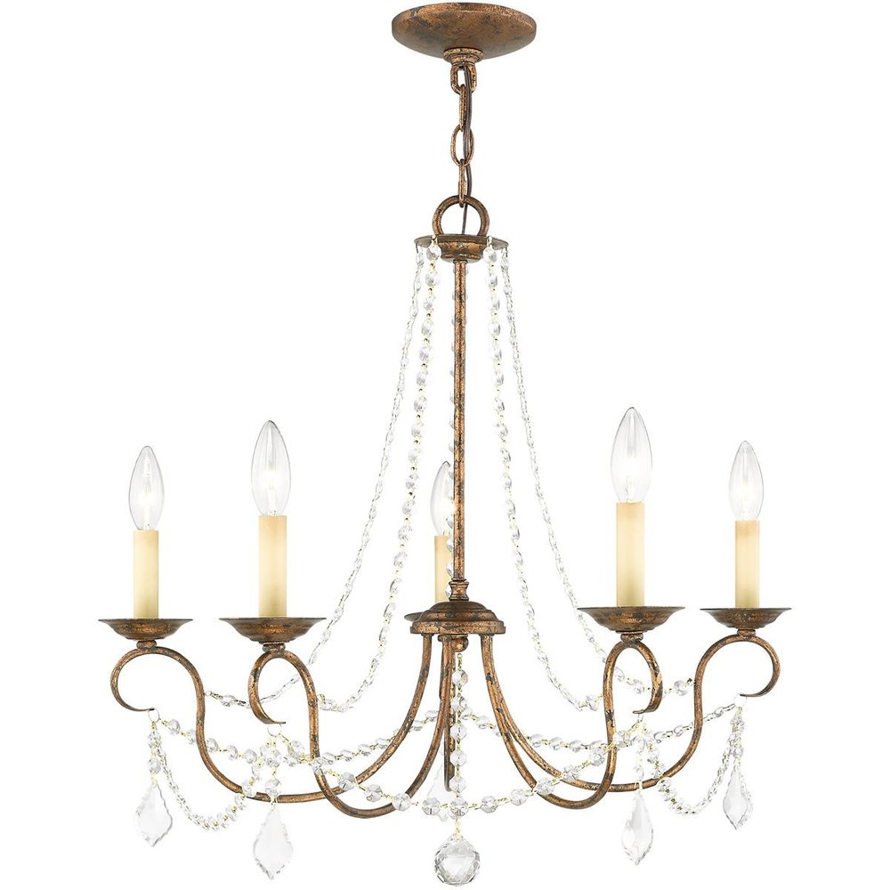 Bronze Five Light Metal Dimmable Chandelier With Shades HomeRoots