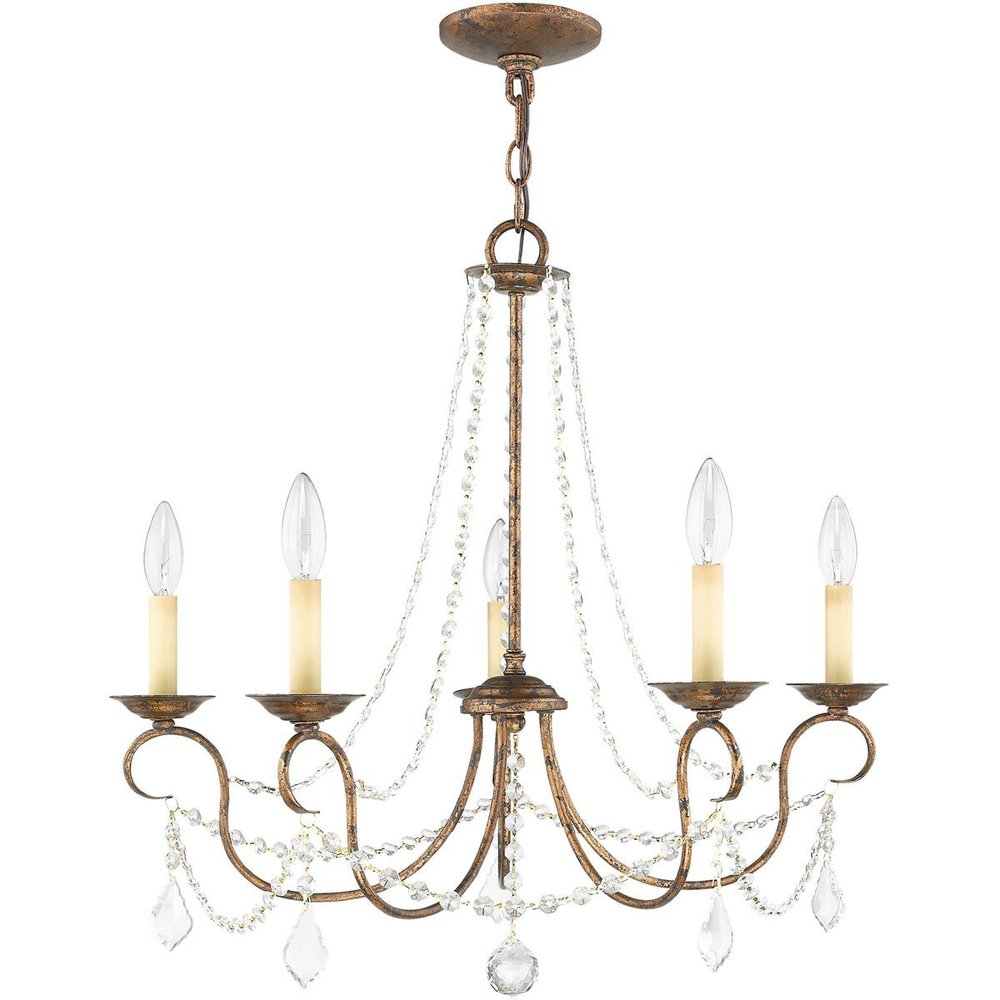 Bronze Five Light Metal Dimmable Chandelier With Shades HomeRoots
