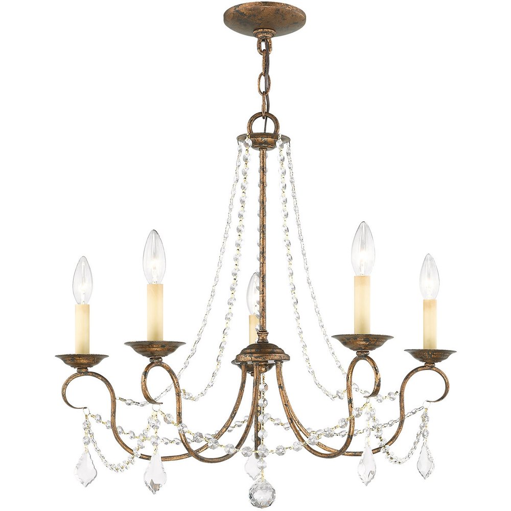 Bronze Five Light Metal Dimmable Chandelier With Shades HomeRoots