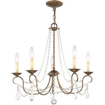 Bronze Five Light Metal Dimmable Chandelier With Shades HomeRoots