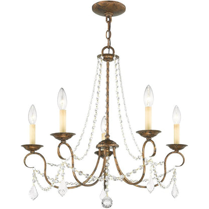 Bronze Five Light Metal Dimmable Chandelier With Shades HomeRoots