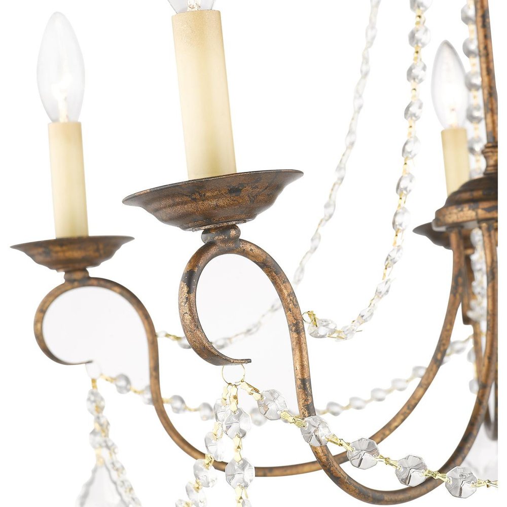 Bronze Five Light Metal Dimmable Chandelier With Shades HomeRoots