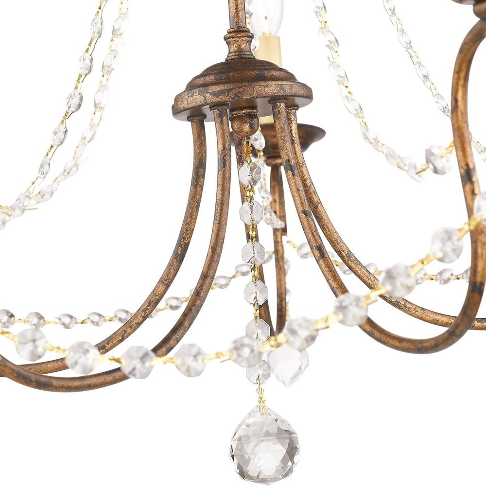 Bronze Five Light Metal Dimmable Chandelier With Shades HomeRoots
