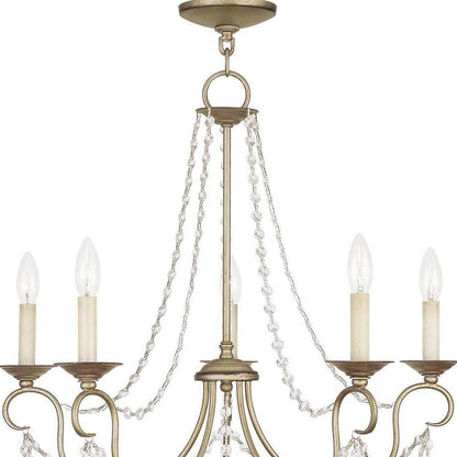 Five Light Dimmable Chandelier With Shades HomeRoots