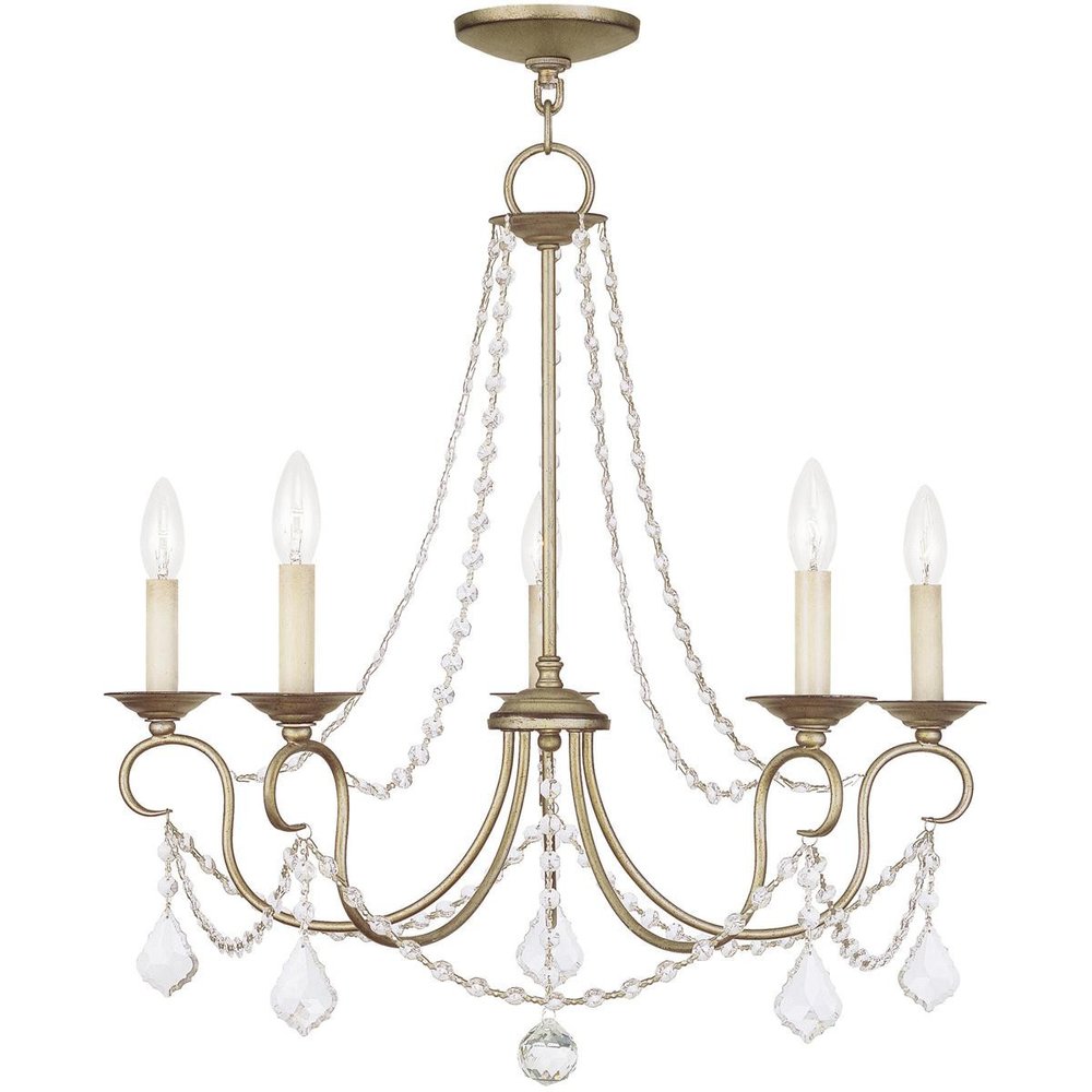 Silver Five Light Metal Dimmable Chandelier With Shades HomeRoots