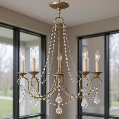 Silver Five Light Metal Dimmable Chandelier With Shades HomeRoots