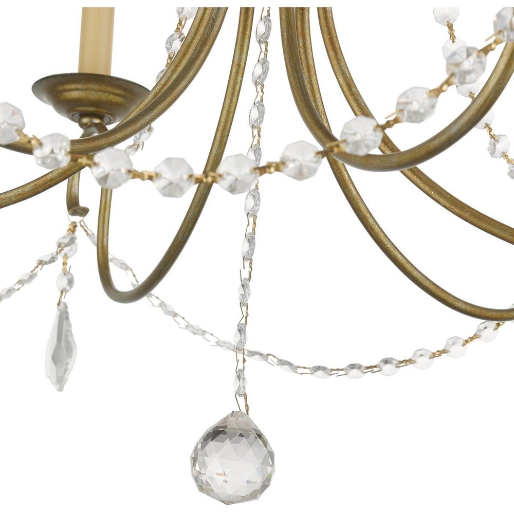 Antiqued Gold Six Light Metal Dimmable Chandelier With Shades HomeRoots