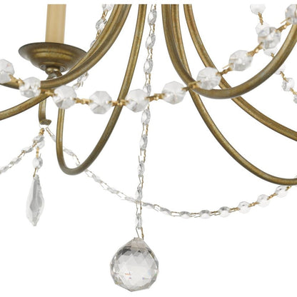 Antiqued Gold Six Light Metal Dimmable Chandelier With Shades HomeRoots