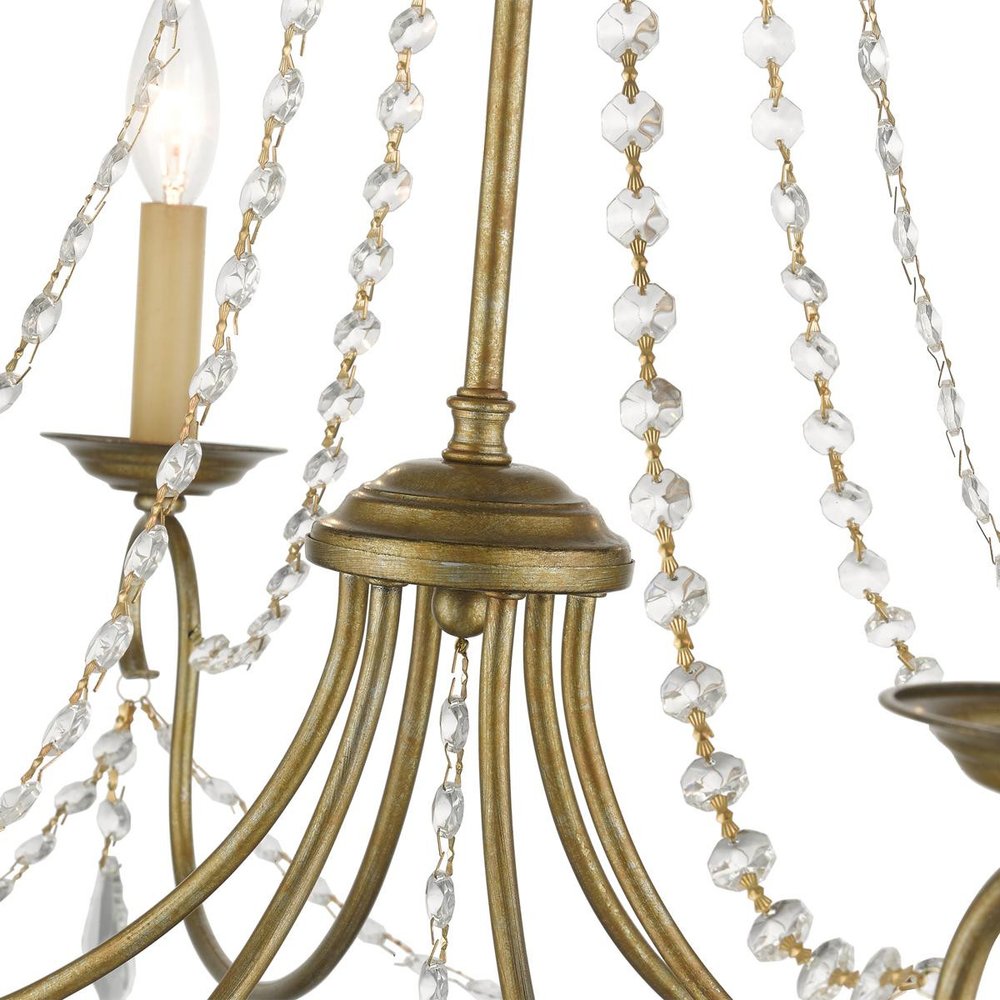 Antiqued Gold Six Light Metal Dimmable Chandelier With Shades HomeRoots