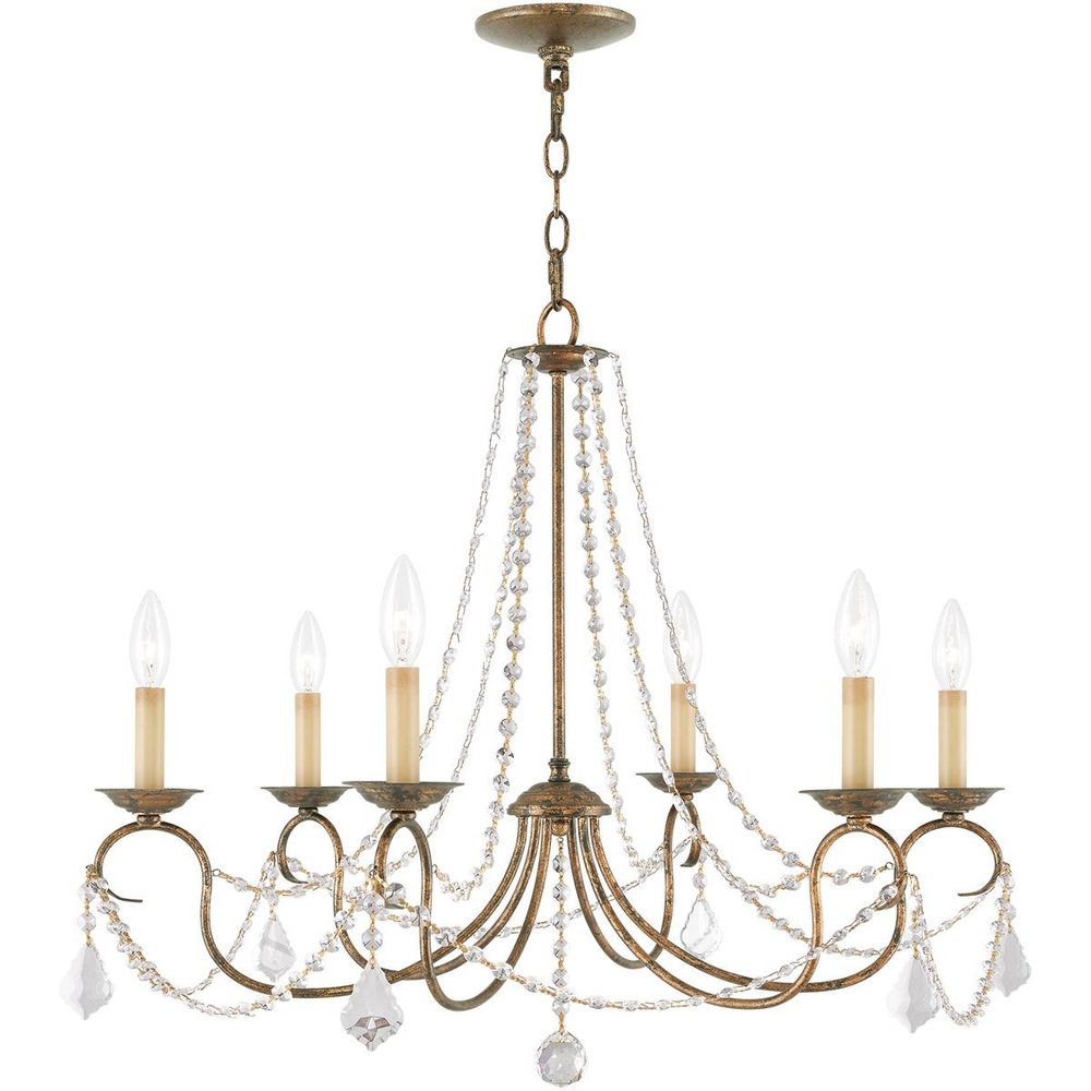 Bronze Six Light Metal Dimmable Chandelier With Shades HomeRoots