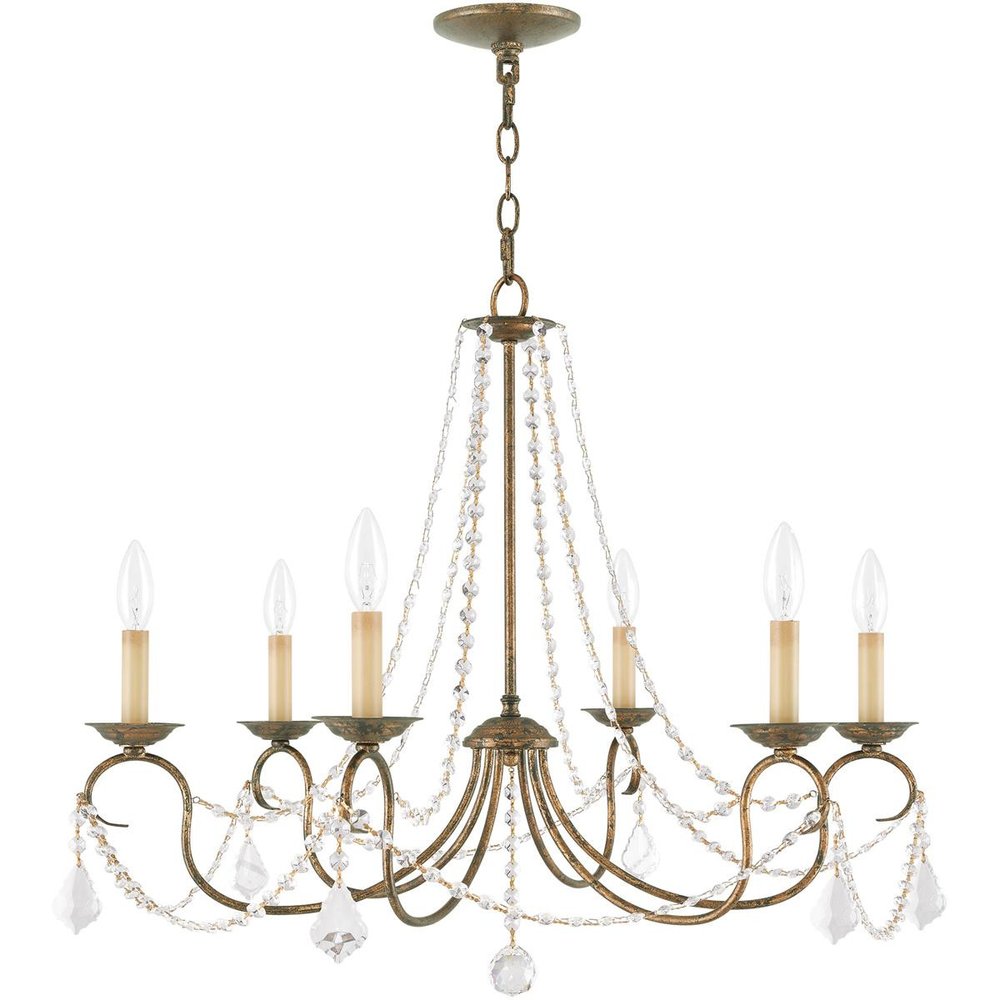 Bronze Six Light Metal Dimmable Chandelier With Shades HomeRoots
