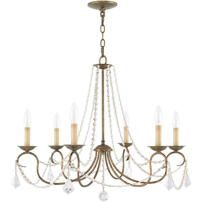 Bronze Six Light Metal Dimmable Chandelier With Shades HomeRoots