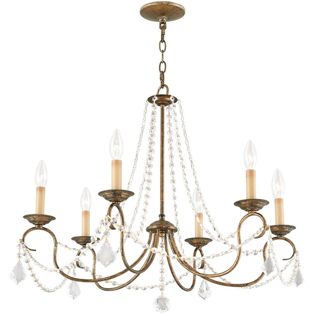 Bronze Six Light Metal Dimmable Chandelier With Shades HomeRoots