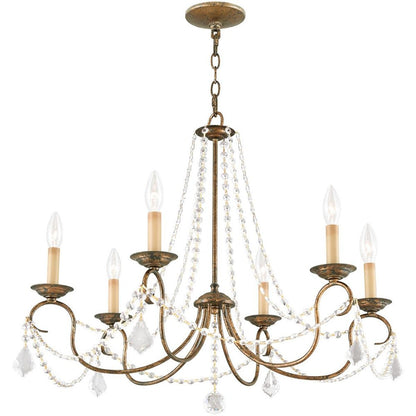 Bronze Six Light Metal Dimmable Chandelier With Shades HomeRoots