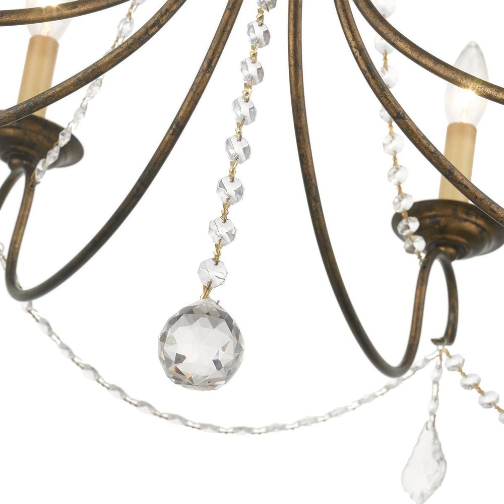Bronze Six Light Metal Dimmable Chandelier With Shades HomeRoots