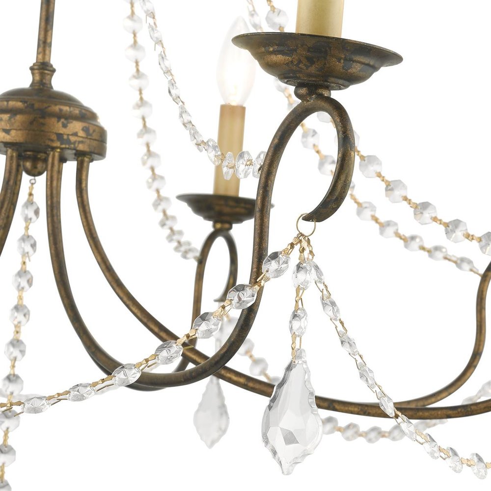 Bronze Six Light Metal Dimmable Chandelier With Shades HomeRoots