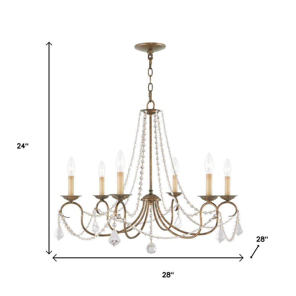 Bronze Six Light Metal Dimmable Chandelier With Shades HomeRoots