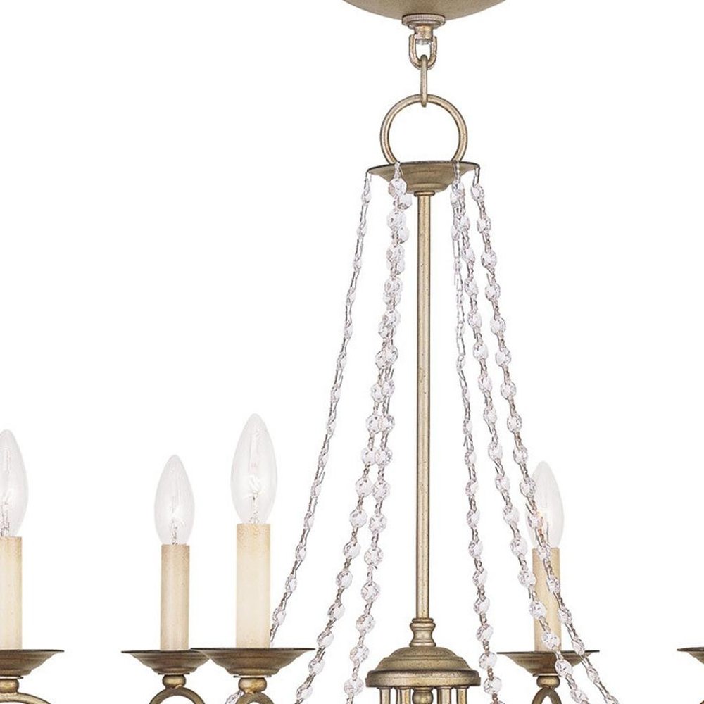 Silver Six Light Metal Dimmable Chandelier With Shades HomeRoots