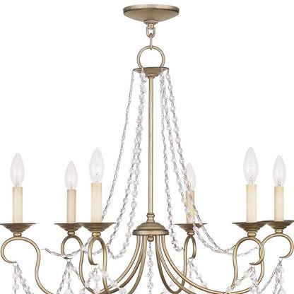 Silver Six Light Metal Dimmable Chandelier With Shades HomeRoots
