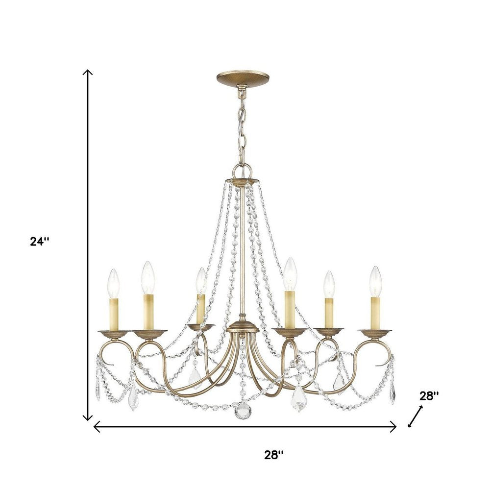 Silver Six Light Metal Dimmable Chandelier With Shades HomeRoots