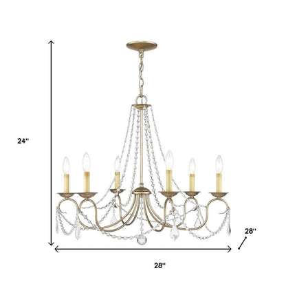 Silver Six Light Metal Dimmable Chandelier With Shades HomeRoots
