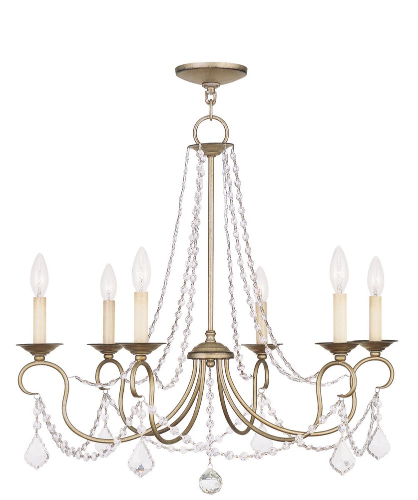 Silver Six Light Metal Dimmable Chandelier With Shades HomeRoots