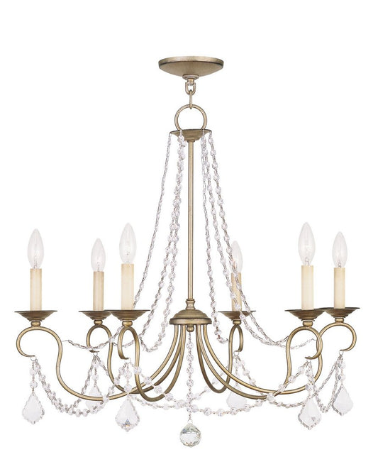 Silver Six Light Metal Dimmable Chandelier With Shades HomeRoots