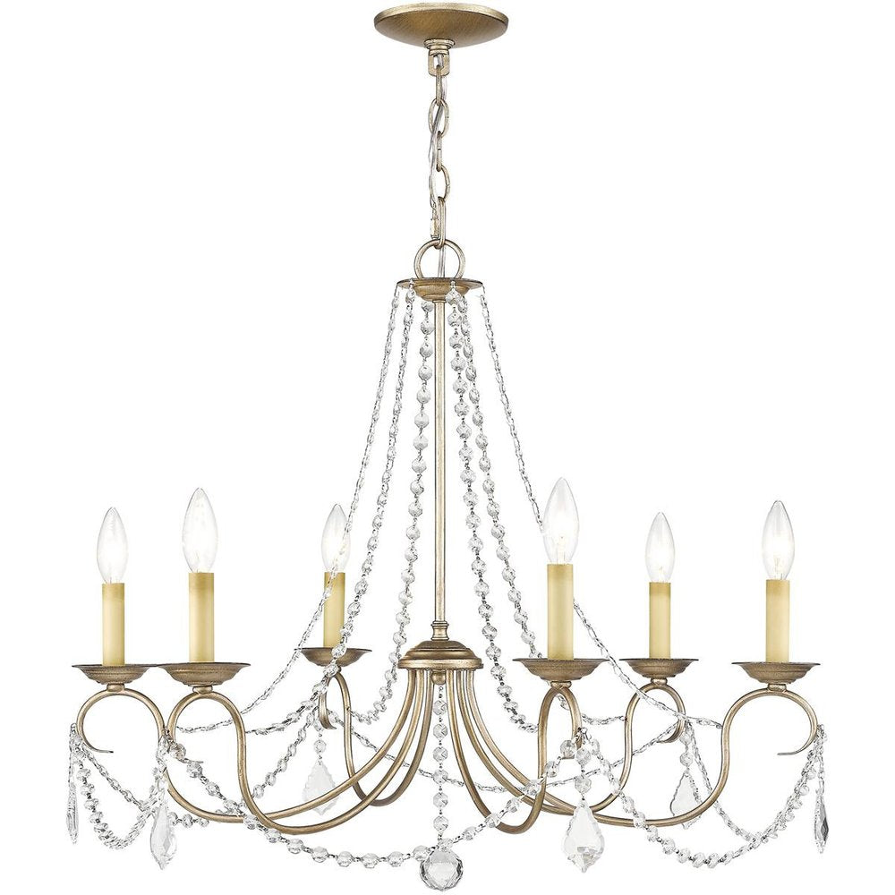 Silver Six Light Metal Dimmable Chandelier With Shades HomeRoots