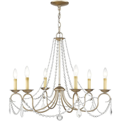 Silver Six Light Metal Dimmable Chandelier With Shades HomeRoots